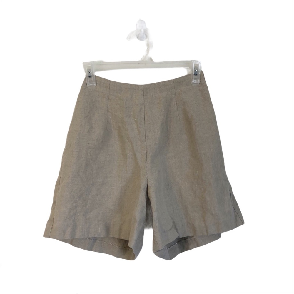 Sussan Beige Linen Fabric Shorts